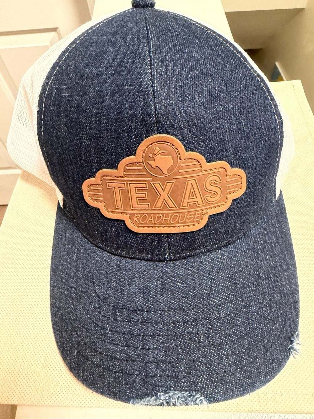 Texas Roadhouse Trucker Hat One Size Blue Denim White Mesh Patch Cap